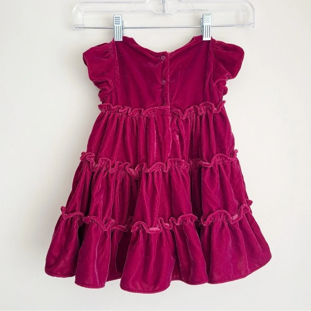 Janie and Jack velvet Dress tiered red Christmas holiday photoshoot fancy formal